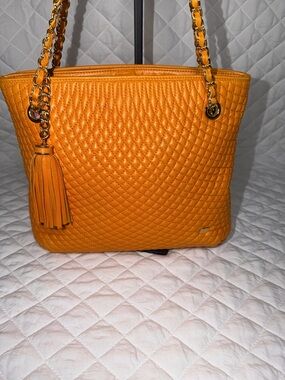 Bally Quilted Leather Purse in Vibrant Orange